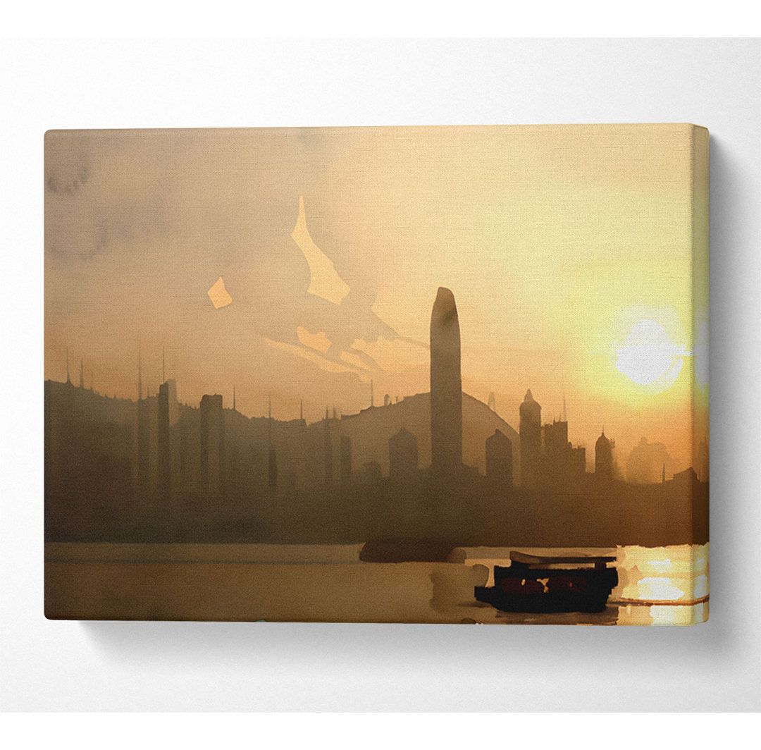 Hongkong Nebliger Morgen Sonnenaufgang - Druck