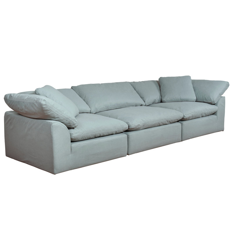 Caitlynne Cloud-Inspired 132" 3 Piece Oversized Deep Lounge Slipcovered Modular Sofa | Performance Fabric Washable Water-Resistant Stain-Proof | Deep-Seating Down-Filled Couch | Plush Cushions, Modern Design 
