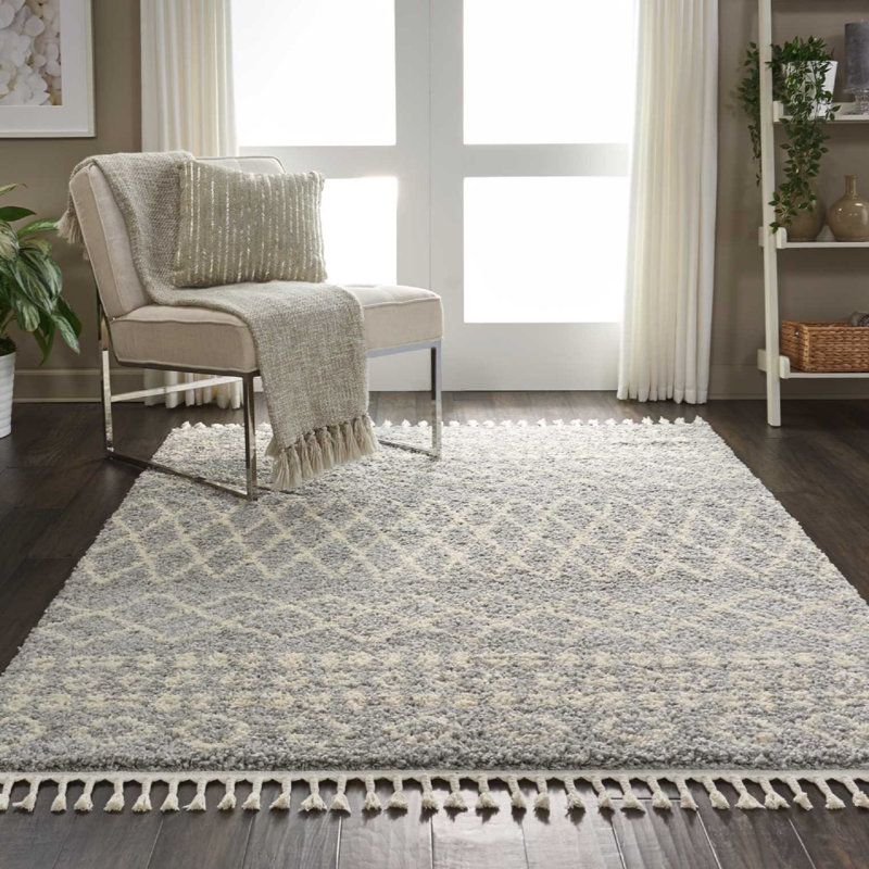 Iverson Geometric Area Rug, Rectangle 5'3" x 7'11", Gray/Beige