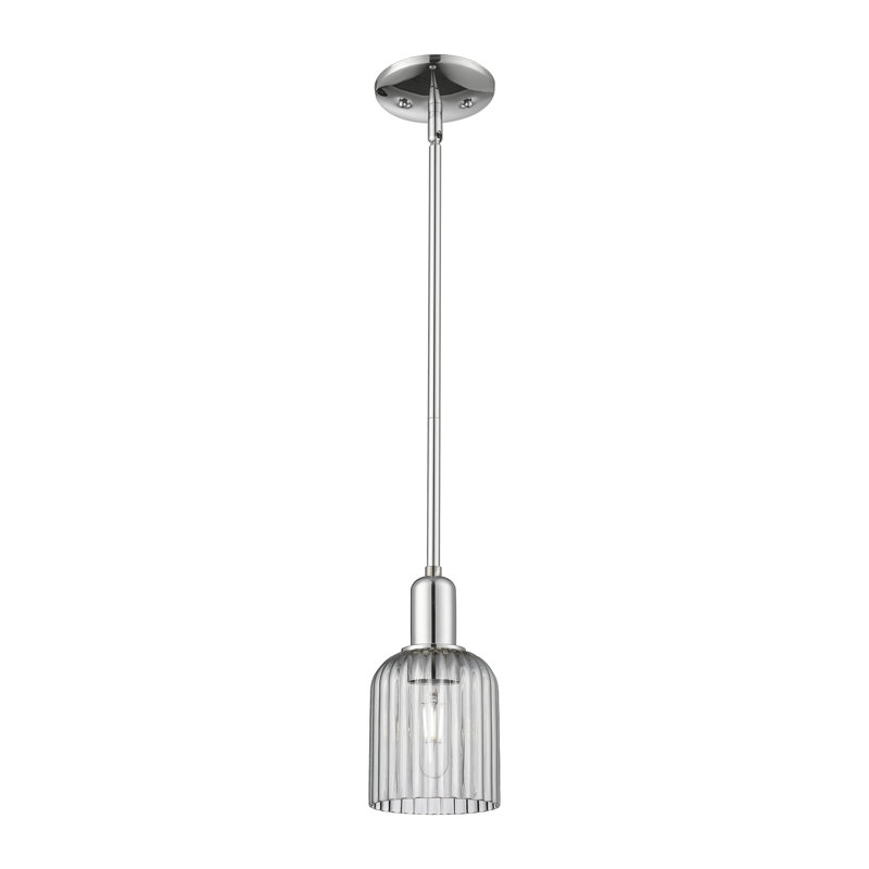 Downtown Urban - Voile de mariée - Mini-luminaire suspendu 1 tige, H 9,63 po x l 5 po x P 5 po, Gris fumée clair, Chrome poli