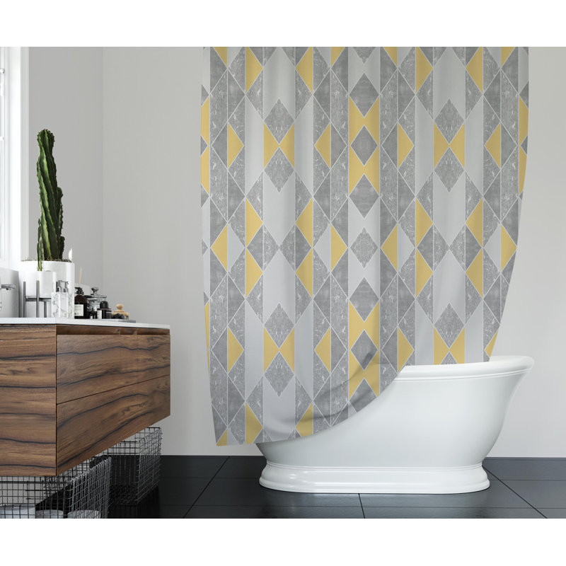 Sabiha Geometric Shower Curtain, 70'' H x 71'' W x 1" D