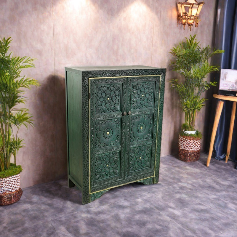 Southeast Asian style solid wood accent cabinet
