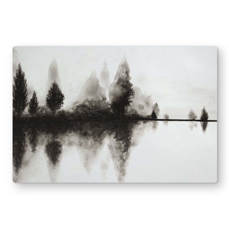 Reflection - Landscapes Black Metal Print for Home Decor, 18" H x 12" W