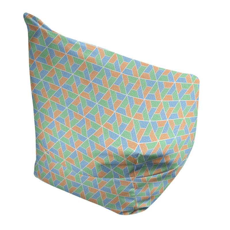 Fauteuil à billes Leffel, Pouf fauteuil, H 27 po x L 30 po x P 25 po, Bleu royal/vert pâle/rouge orange