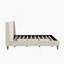 Lit plateforme tapissier moderne en velours beige avec tête de lit à oreilles et pieds en bois de noyer, sans sommier tapissier, très grand-1330290161-1330290060