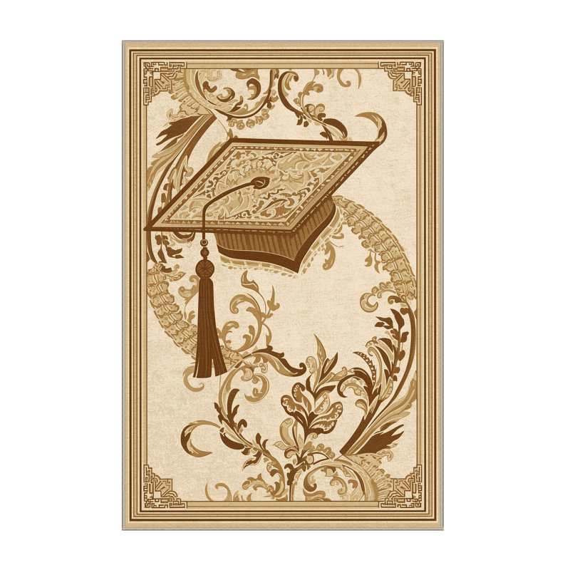 Tapis oriental classique lavable à la machine Parlin Graduation Cap - beige, 5 x 7