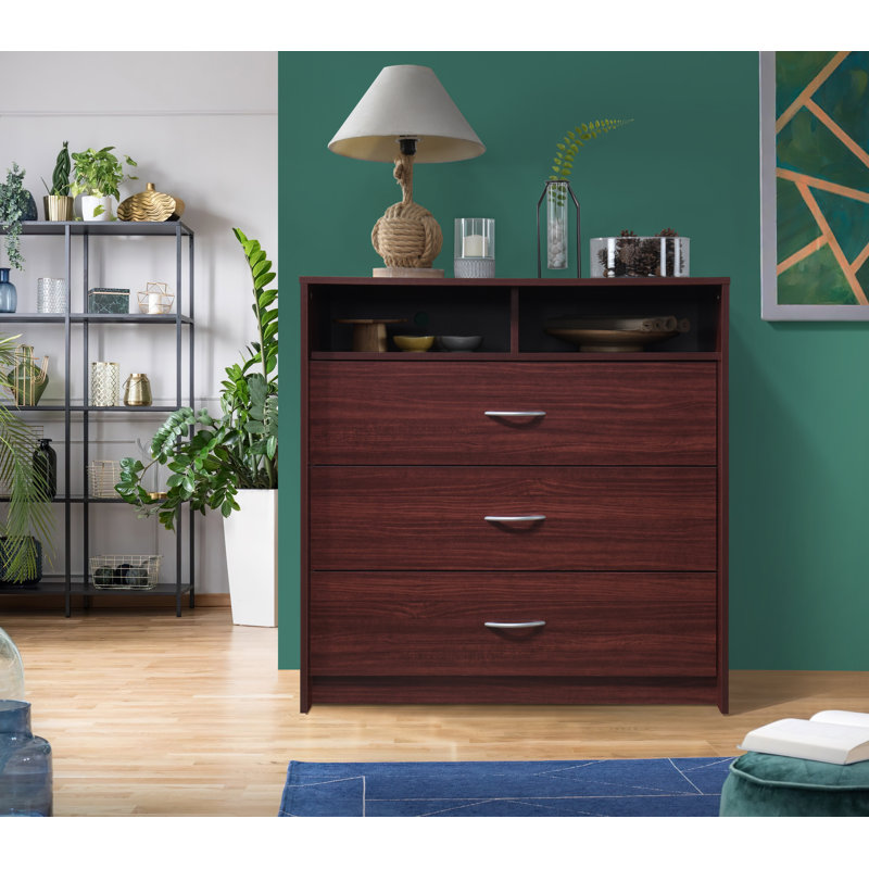 Commode 3 tiroirs Albury, Acajou