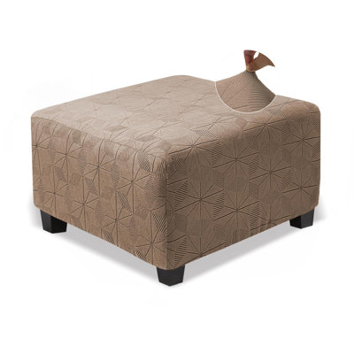 Housse pour repose-pieds carré large, housse extensible pour repose-pieds carré, housse en jacquard tricoté pour tabouret de rangement, protection pour repose-pieds pour salon, café léger, grand