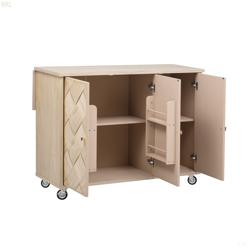Îlot de cuisine l 51,2 po, Bois naturel