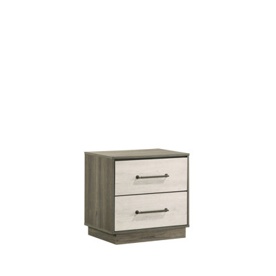 Table de chevet moderne avec 2 tiroirs - Beige et brun