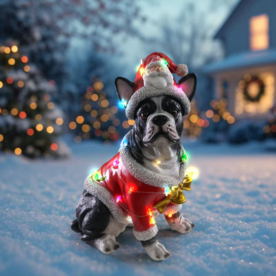 Holiday Christmas Dog Statue
