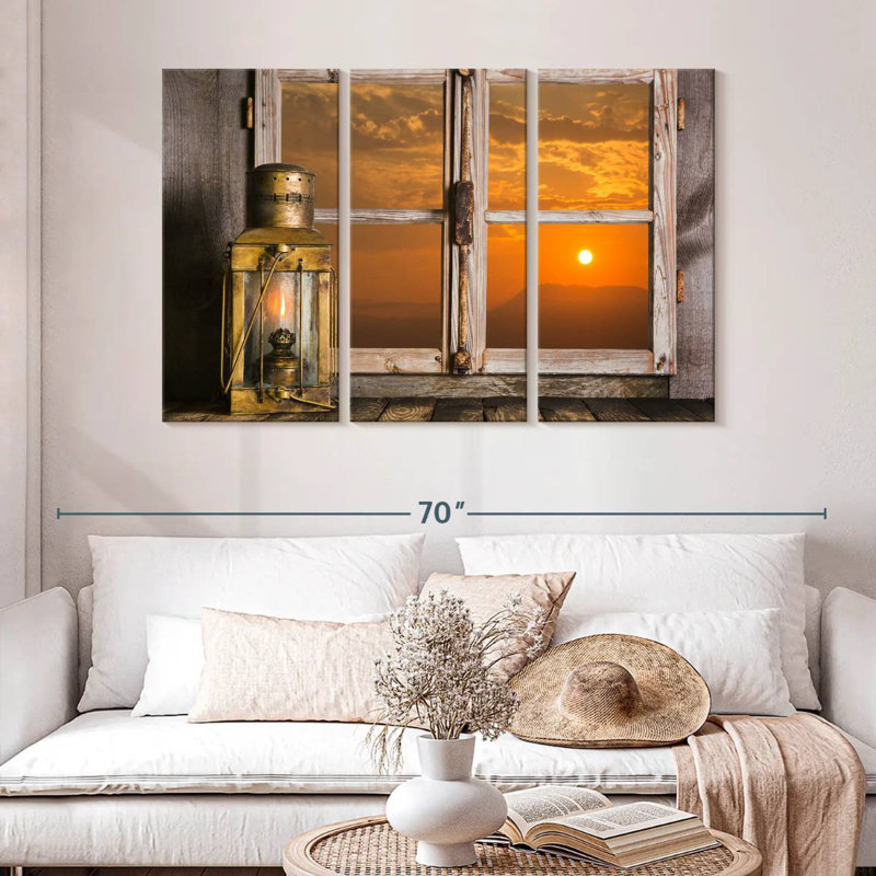 Senne Copper Lantern By The Window, 32" H x 50" W
