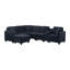 L-shaped Sectional Sofa with Ottoman Cup Holder  USB Type-C Port Storage Box Dark Blue Couch-1630643786