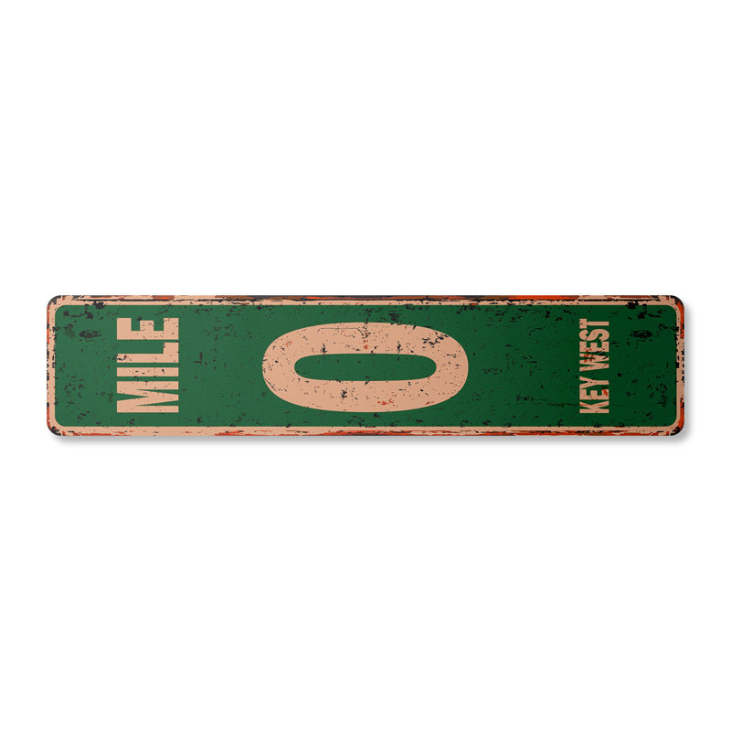 Panneau de signalisation en aluminium Mile 0 Key West 6 po x 24 po