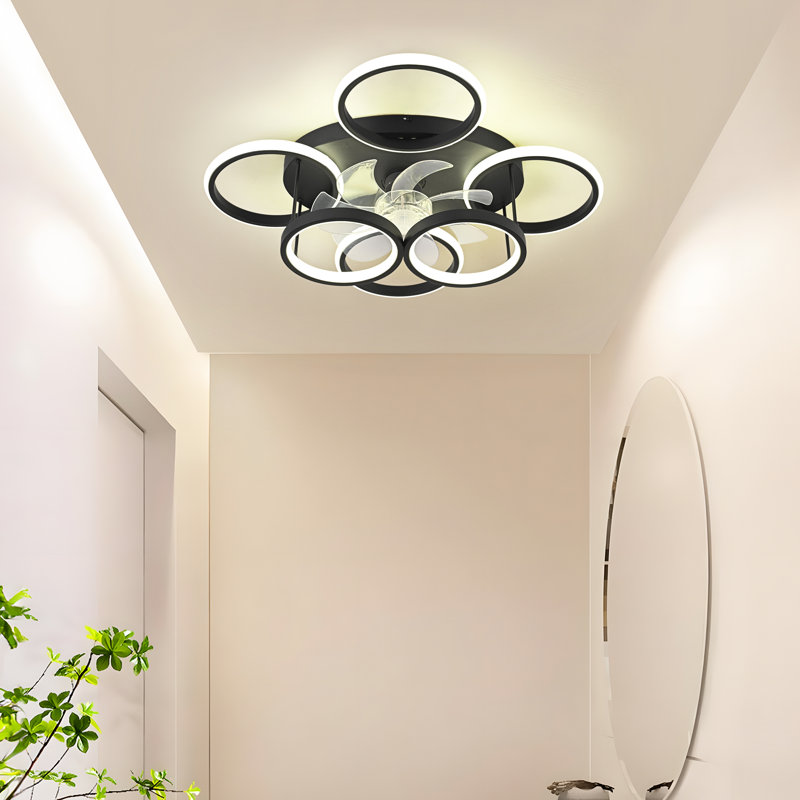 Cashon 63cm 7 - Blade Dimmable LED Ceiling Fan with Remote Control and APP, Black