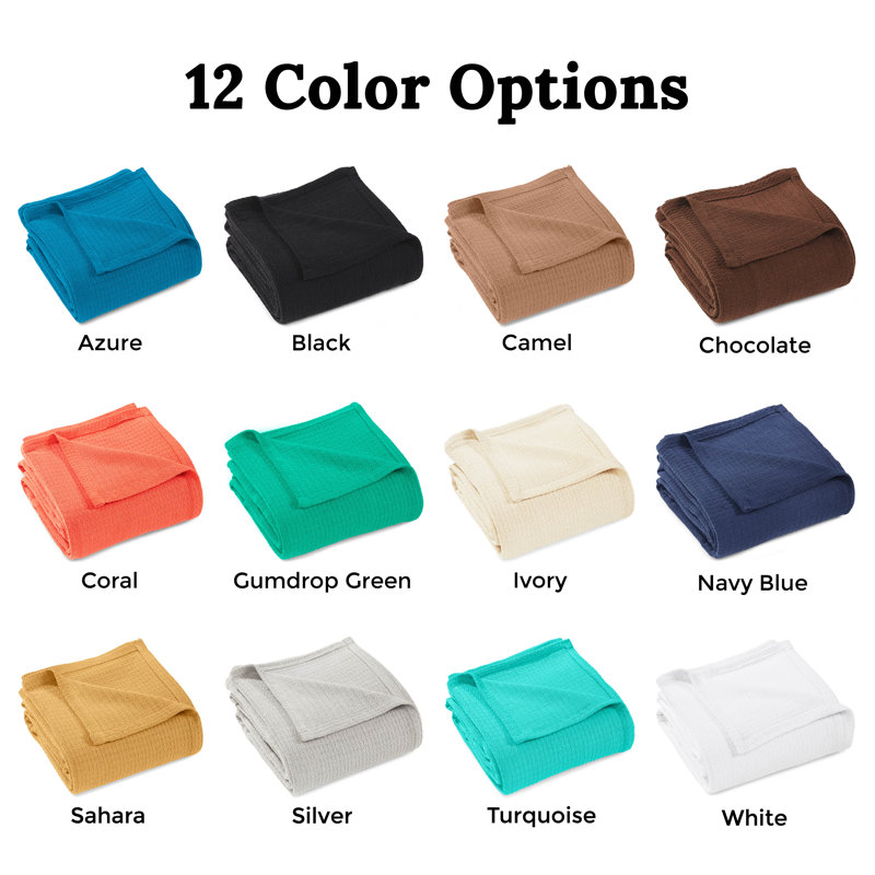 Superior Waffle Weave Honeycomb Knit Soft Textured All-Season 100% Cotton Blanket, Ivory, King