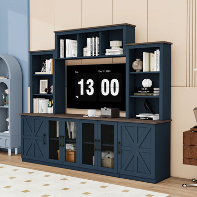 Modern Entertainment Center with Ample Storage, Built-In Charging Stations and Cable Management