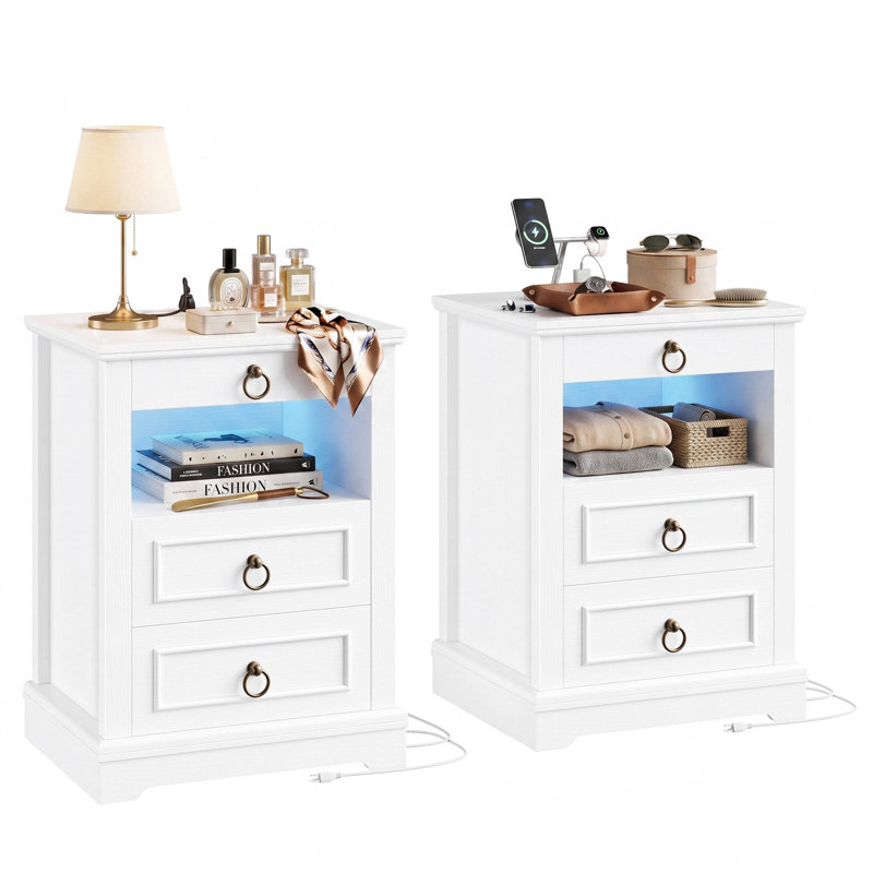 Sadet 23.6'' W 3 - Drawer Dresser, Set of 2, White