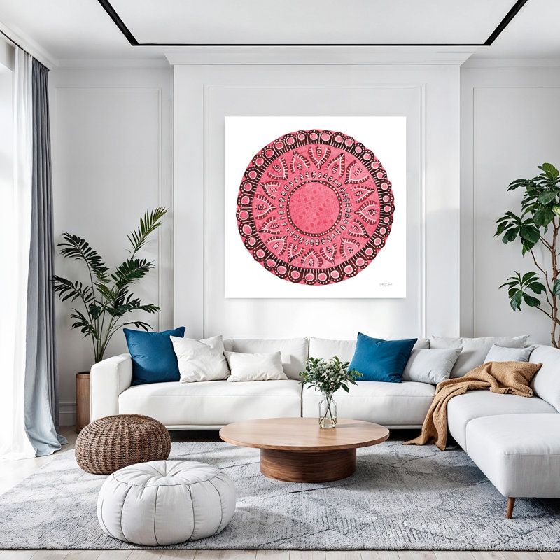 Pink Mandala Abstract Art, 48" H x 48" W