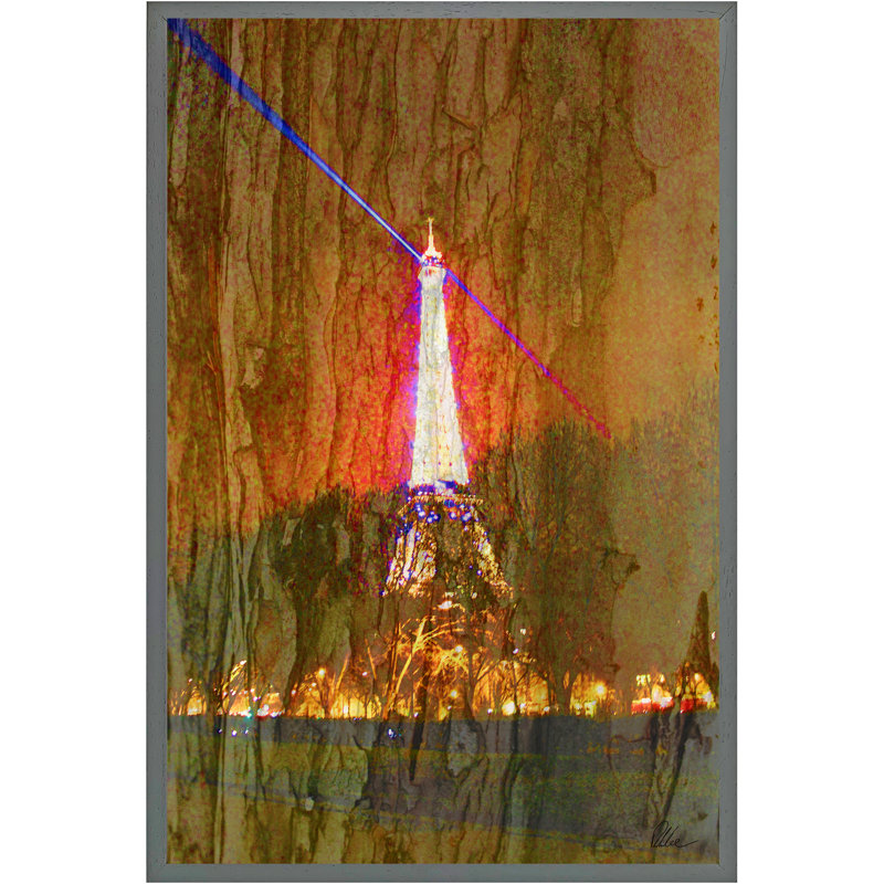 Tower Lights - Single Picture Frame Print, 76cm H x 51cm W, Grey