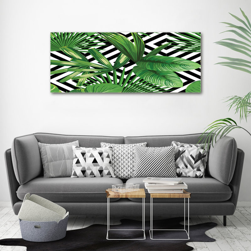 Tropical Leaves - No Frame Print on Glass, Canvas, 50cm H x 125cm W x 2cm D