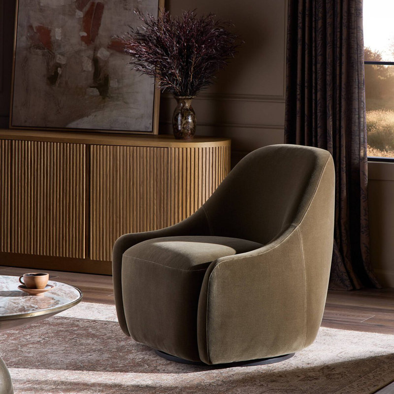 Levi Boucle Swivel Barrel Chair, Knoll Sand