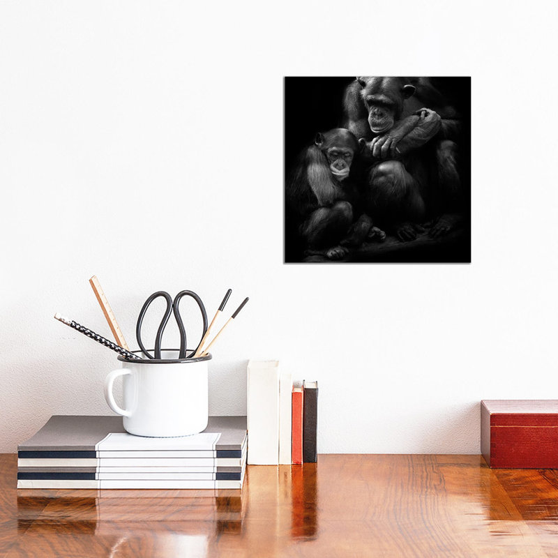 Chimpanzee Family 1 Piece Wrapped Canvas Painting, 30.48 cm H x 30.48 cm W