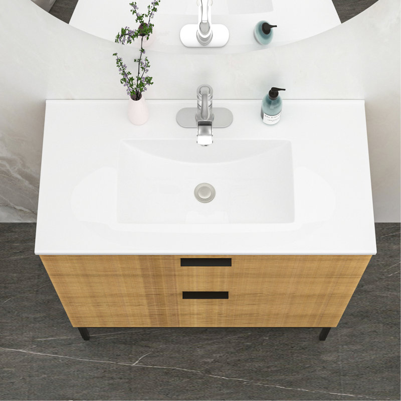 Dessus de meuble-lavabo en céramique 36 po x 18 po en blanc - teinté, faible absorption d'eau, évier de surface 36 po x 18 po, style élégant