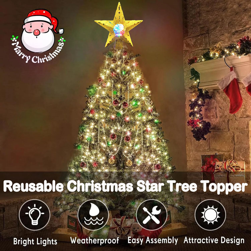 Lighted Christmas Tree Topper with LED Rotating Colourful Projector