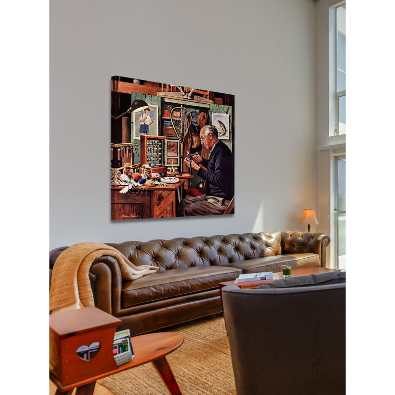 " Tying Flies " by Stevan Dohanos, 18" H x 18" W