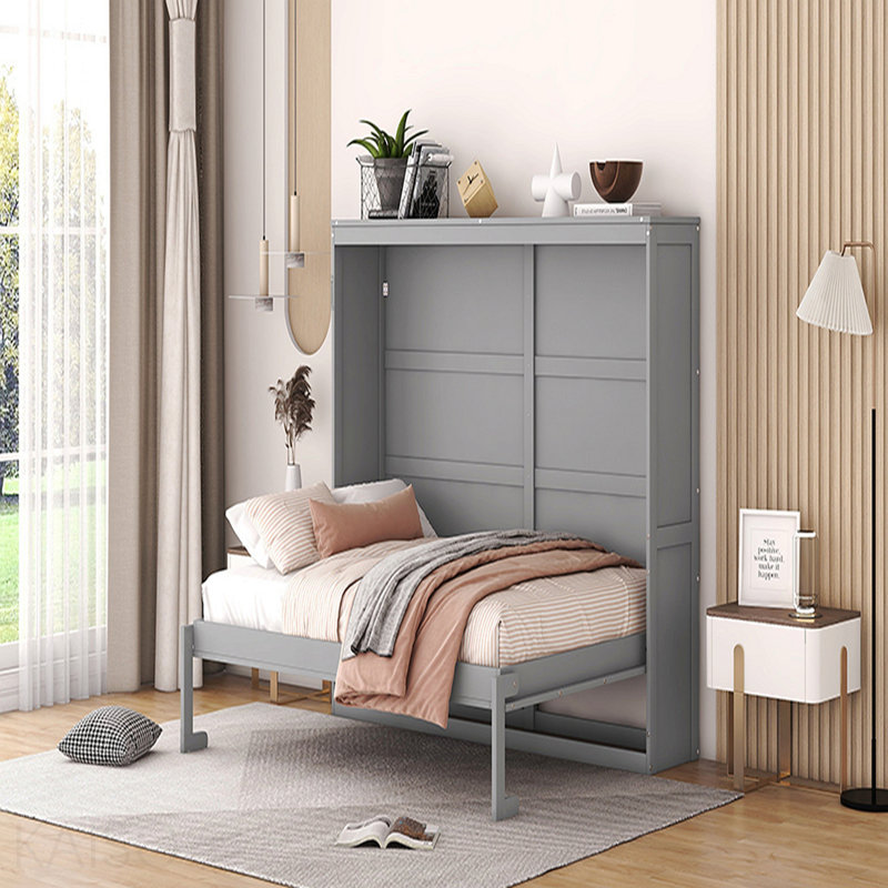 Lit escamotable double pleine grandeur, gris, Grey, Full