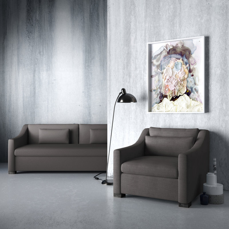 Causeuse Crosby, H 32,5 po x l 72 po x P 43 po, Lin graphite carré, Ébène