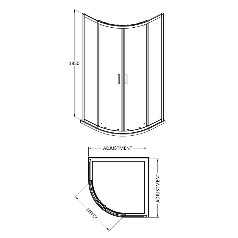 Rene Quadrant Shower Enclosure, 185cm H x 88cm W x 88cm D