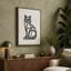 Seated Cat in Line Minimalist - Wrapped Canvas-1319693065-1319693066
