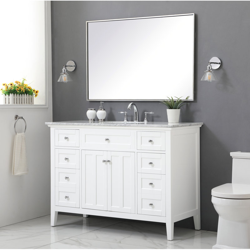 Ensemble de meuble-lavabo simple 48 po Ain, Blanc, Blanc de Carrare