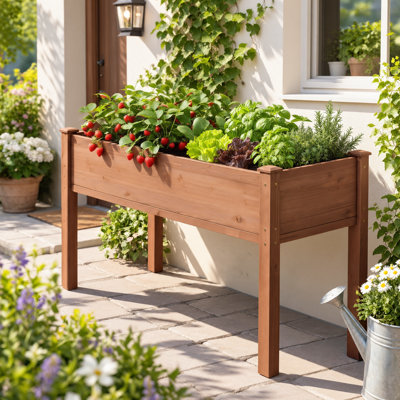 Lit de jardin surélevé avec pieds, boîte à fleurs surélevée en bois
