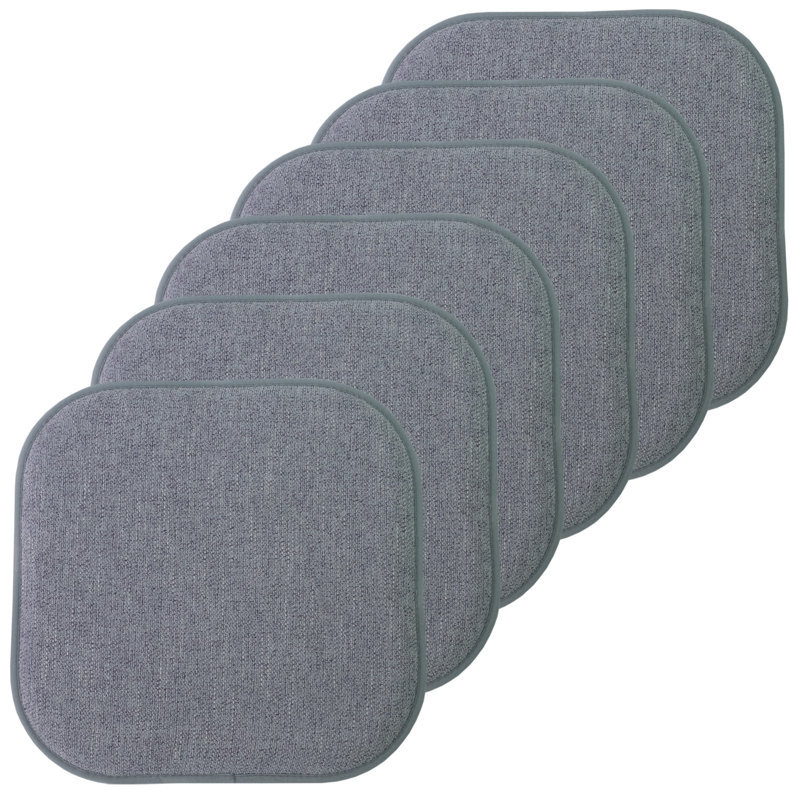 Alexis Memory Foam No Slip Back 16" x 16" Chair Pad Cushion, Blue/Gray, 6-Pack