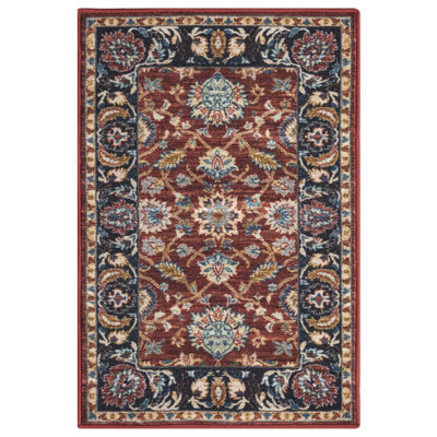Lyanne Washable Non-Slip Red Area Rug