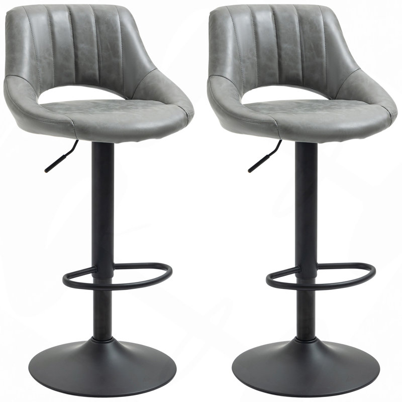 Ensemble de 2 tabourets de bar, tabourets de bar pivotants à hauteur réglable, base ronde en métal lourd et repose-pieds