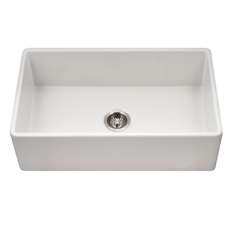 Évier de ferme à simple cuve en argile réfractaire blanche 33 "x 18" ALFI brand AB4318