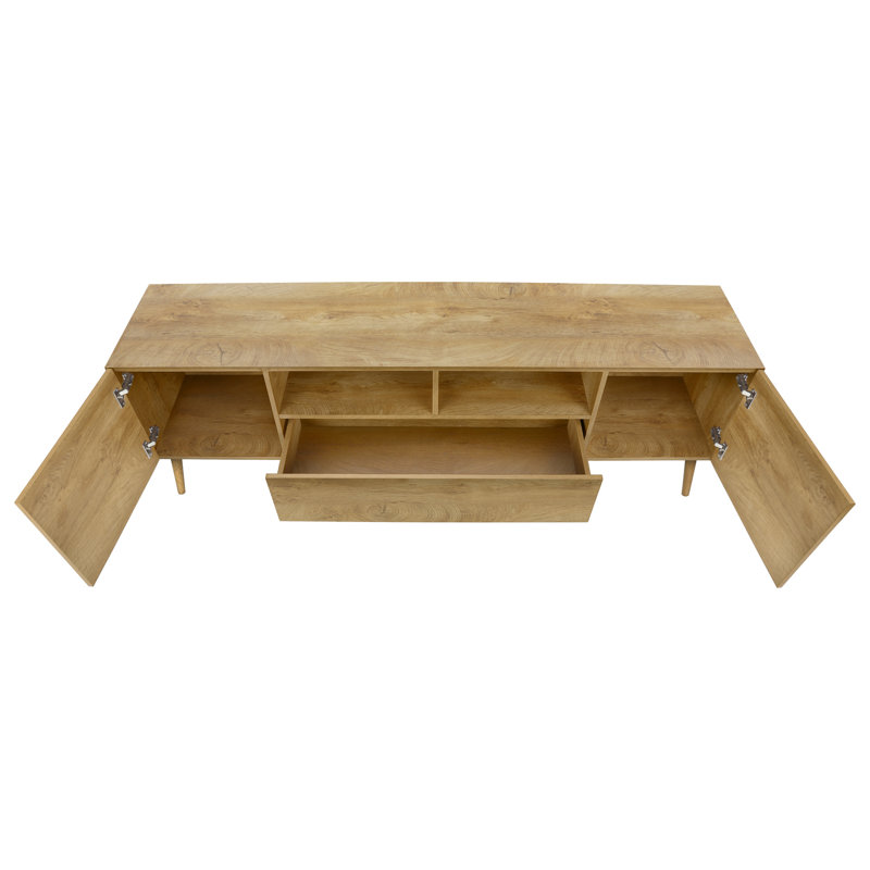 Support média 72 po stratifié noyer, aspect moderne, compartiments de rangement 72 po stratifié, éléments de design