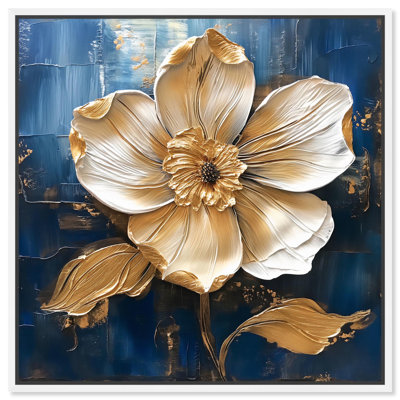 «Gilded Bloom in Cobalt», art floral élégant par Art Remedy