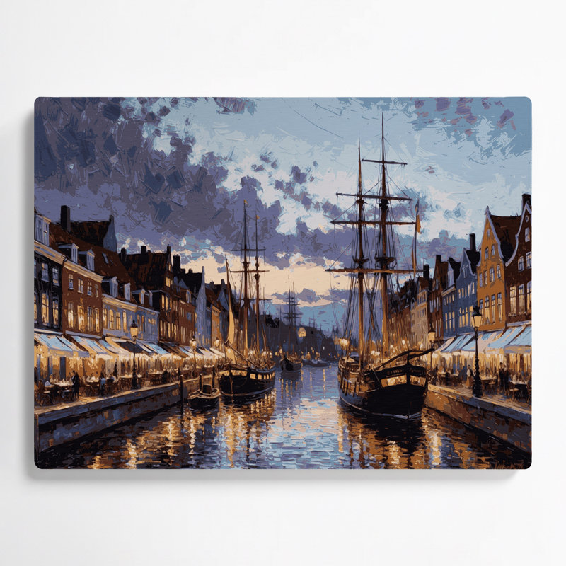 Art mural noir en métal avec villes de Copenhague, Danemark, H 20 po x l 30 po