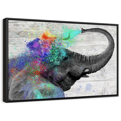 " Colorful Elephant Splash Canvas Print "