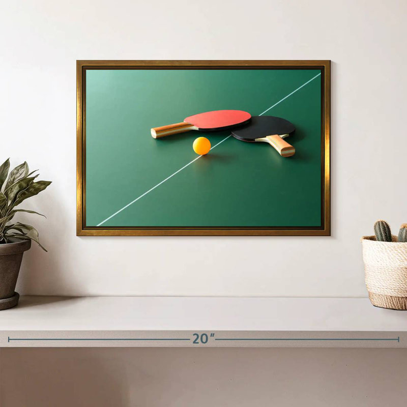 Ensemble de jeu de ping-pong, Cadre flottant doré, 13 po x 9 po