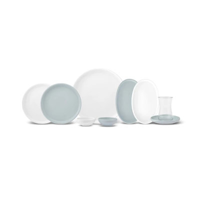 Ensemble de petit-déjeuner élégant 26 pièces, 100% porcelaine | Comprend 6 assiettes de service (8,5 x 8,5 po), 6 tasses à thé, 6 assiettes à soucoupe (4,7 x 4,7 x 0,8 po), 2 assiettes (7,5 x 4,6 po), 2 assiettes à fromage (5,9 po), 4 bols (3,3 po