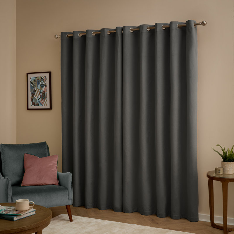 The Ultimate Velvet Blackout Curtain Panel Pair, 229cm Width x 229cm Drop, Grey