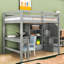 Lit mezzanine double avec bureau en L et grands tiroirs de rangement-1017897387