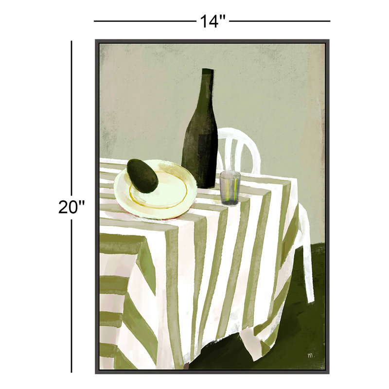 Still Life With Overripe Avocado Painting by Marco Marella For Studio M, 14" W x 20" H, Black Framed Canvas