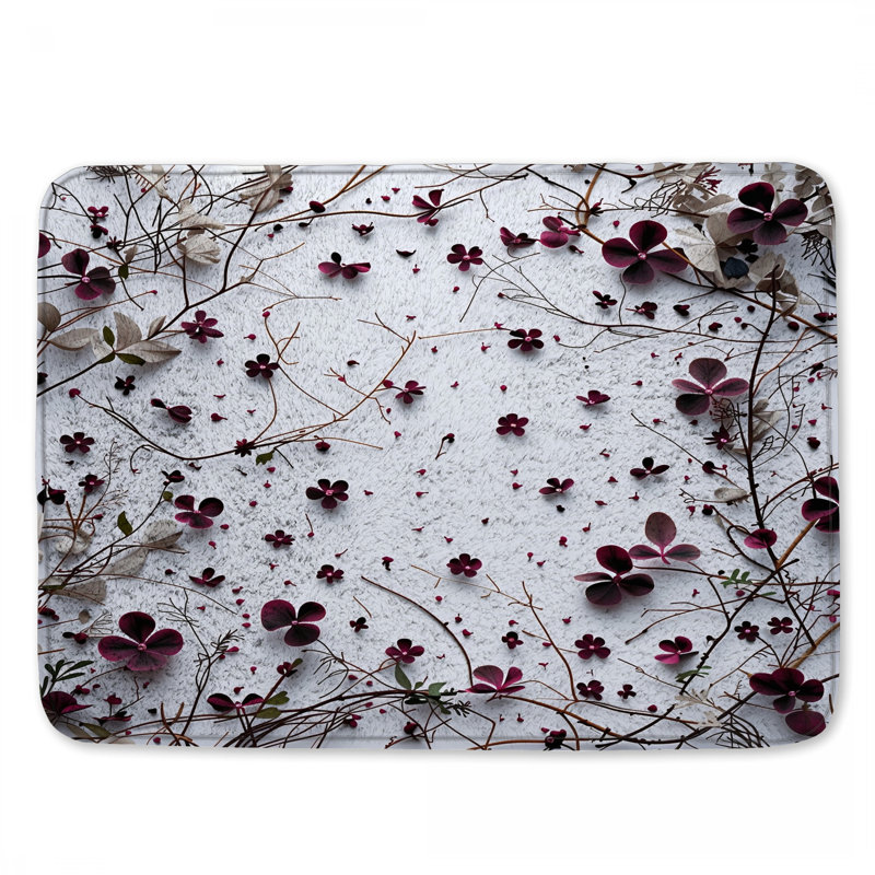 Tapis de bain floral, L 24 po x L 17 po
